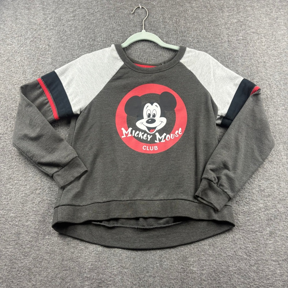 Disney Parks Mickey Mouse Club Raglan Sweatshirt Hi Low Adult Pullover